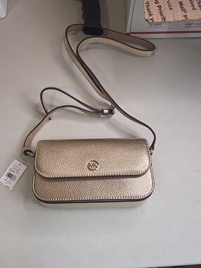 Michael Kors Metallic  Gold Pebbled Leather Crossbody